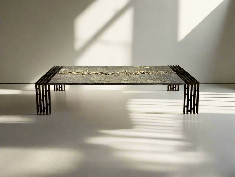 Pia Manu | Pyrite and Slate Low Table (ca. 1970s)